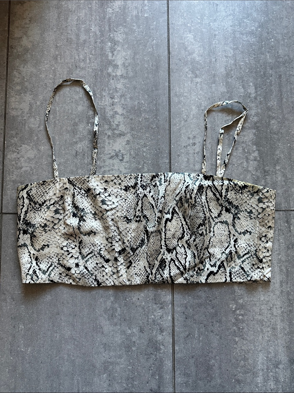 Reformation Snakeskin Strap Crop Top - White & Black